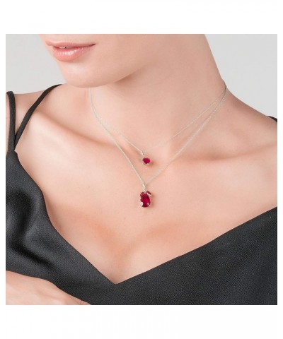 14k Solid White Yellow Rose Gold Necklace Heart Shaped 10 mm 4.3 ct Red Ruby White Gold 24.0 Inches $334.62 Necklaces