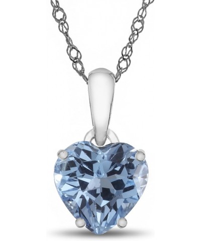 Solid 10k White Gold 7mm Heart Shaped Center Stone Pendant Necklace Swiss Blue Topaz White Gold $54.25 Necklaces