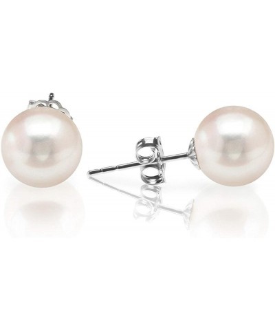 Handpicked AAA+ 14K Gold Round White Freshwater Cultured Pearl Earrings | Pearl Earrings for Women 7MM White Gold $22.83 Earr...