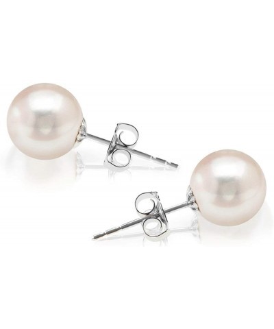 Handpicked AAA+ 14K Gold Round White Freshwater Cultured Pearl Earrings | Pearl Earrings for Women 7MM White Gold $22.83 Earr...