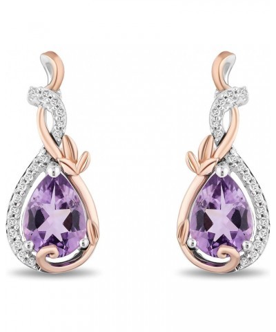 Enchanted Disney Fine Jewelry 14K Rose Gold over Sterling Silver with 1/10 Cttw Diamond Amethyst Rapunzel Dangle Earrings $10...