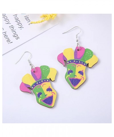 Mardi Gras Earrings for Women Mask Hat Modelling Earrings Carnival Drop Earrings Acrylic Mardi Gras Theme Earrings for Women ...