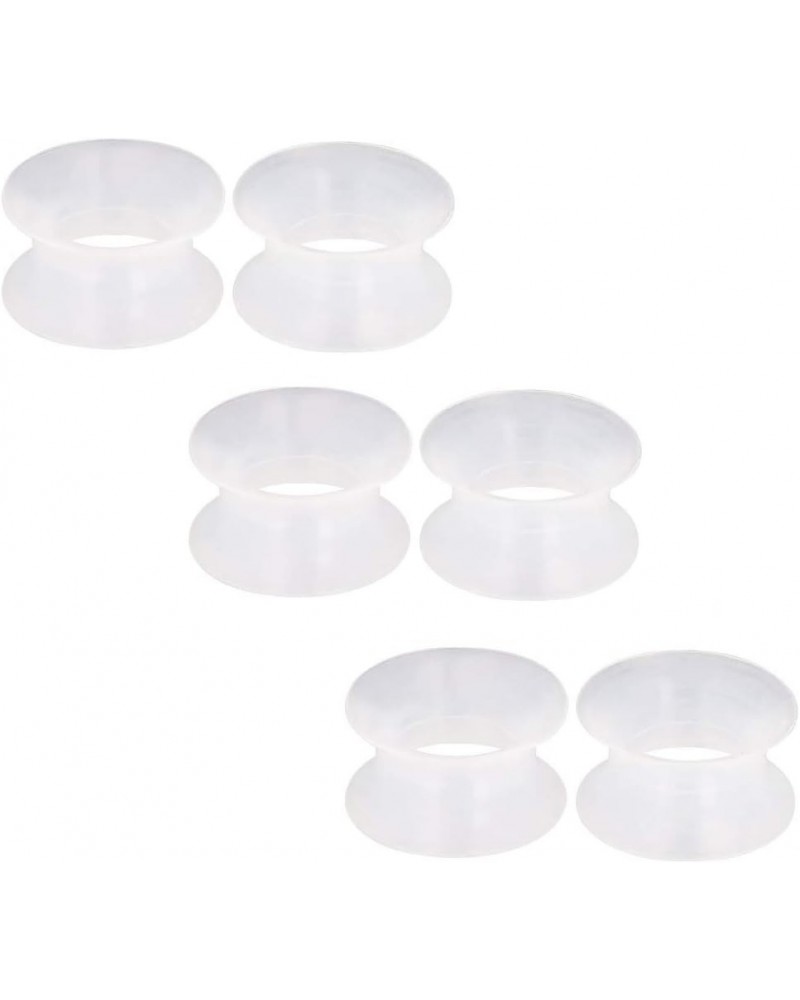 3 Pairs/6 Pairs Black White Clear Ultra Thin Silicone Double Flared Flexible Tunnel Ear Stretching Plug Gauge 4g-1 inch clear...