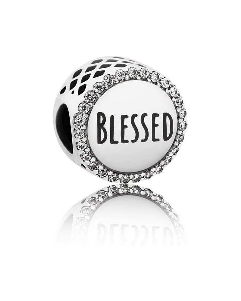 Blessed Charm Clear CZ Silver Openwork Bead fit Pandora Bracelets $11.66 Bracelets