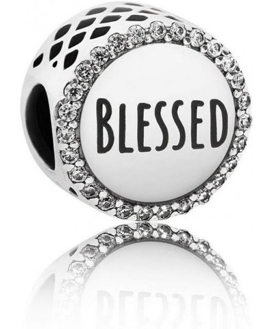 Blessed Charm Clear CZ Silver Openwork Bead fit Pandora Bracelets $11.66 Bracelets