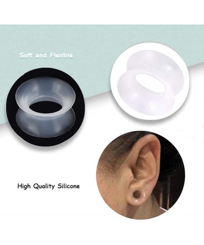 3 Pairs/6 Pairs Black White Clear Ultra Thin Silicone Double Flared Flexible Tunnel Ear Stretching Plug Gauge 4g-1 inch clear...