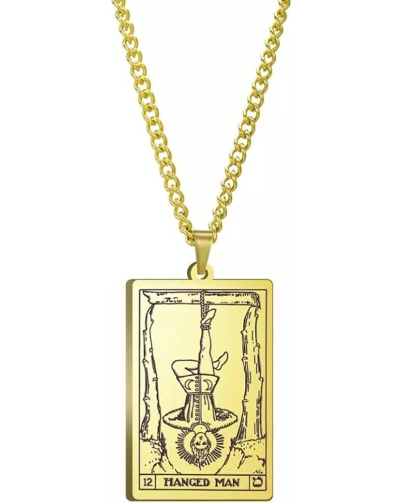 Tarot Card Necklace for Women/Men - Hip Hop Jewelry - Tarot Necklace - Gold Tarot Card Jewelry - Steel Rider Waite Tarot Chai...