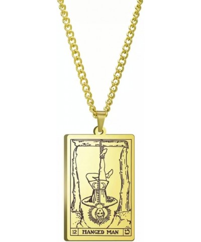 Tarot Card Necklace for Women/Men - Hip Hop Jewelry - Tarot Necklace - Gold Tarot Card Jewelry - Steel Rider Waite Tarot Chai...