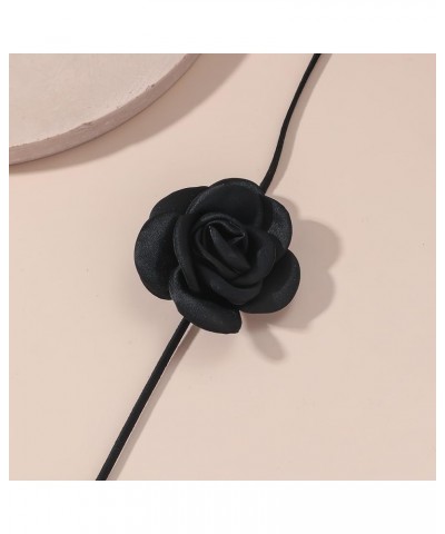 Flower Rose Choker Necklace Black Choker Camellia Flower Lace-up Necklace Gothic Choker for Women Girls Bride Wedding Party S...