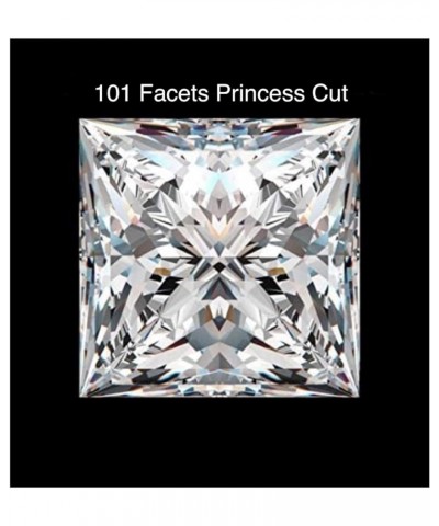 Venetia 101 Facets Realistic Supreme Princess Cut 1 or 1.5 Carat Simulated Diamond Ring Band Set 925 Silver Platinum Plated B...