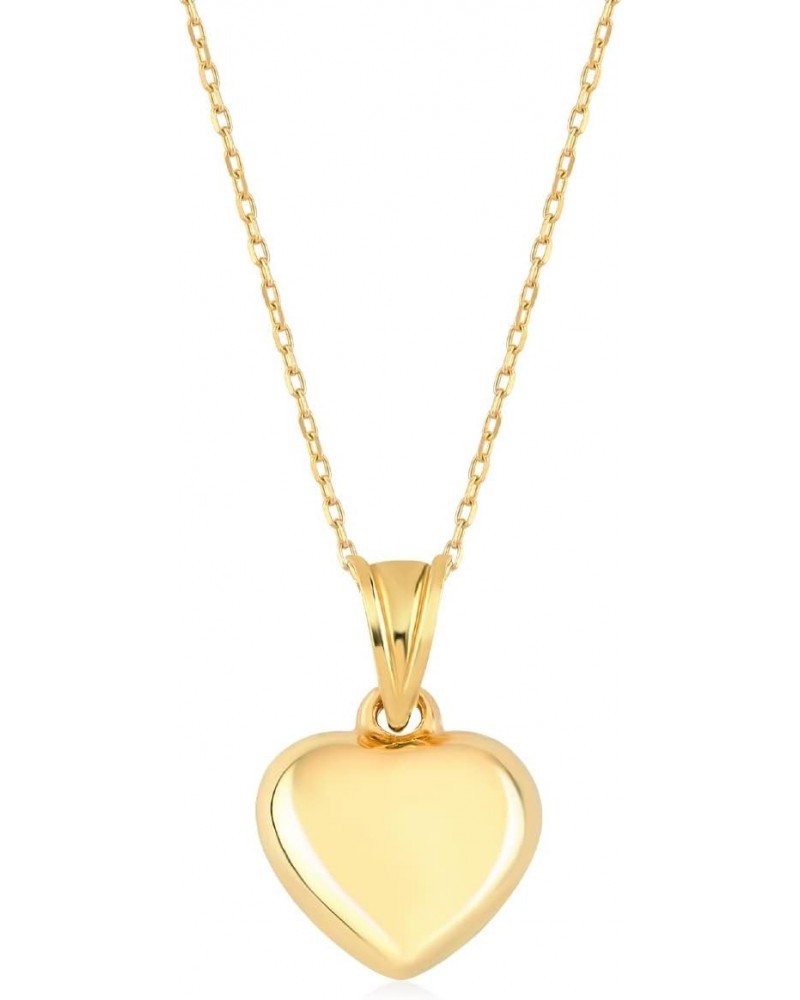 14k Real Gold Heart Necklace for Women | Puff Heart Necklaces in 14k Gold | Puffed Heart Pendant Necklace | Delicate Love Jew...