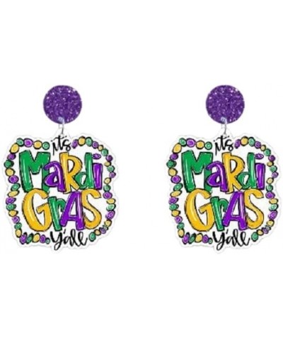 Mardi Gras Acrylic Earrings Crown Carnival Mask Letter MARDI GRAS Dangle Earrings for Women Girls Holiday Jewelry Gifts Dangl...