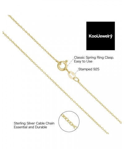 Sterling Silver or Yellow Gold Over Sterling Silver Cable Chain Necklace for Women (1.2 mm, 1.6 mm or 2.1 mm) 22 inch 1.2 mm ...