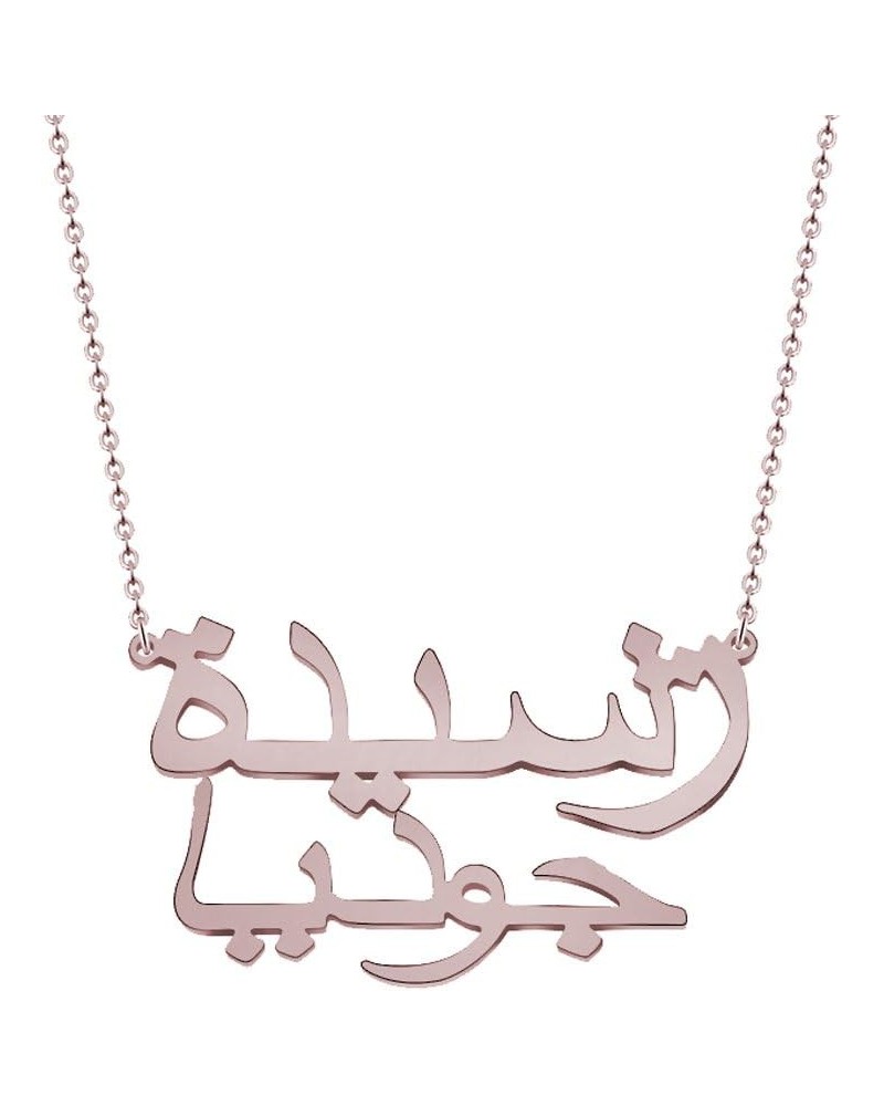 Double Arabic Name Necklace Personalized Name Necklace - Custom Made with Any Name Rose gold $12.87 Necklaces