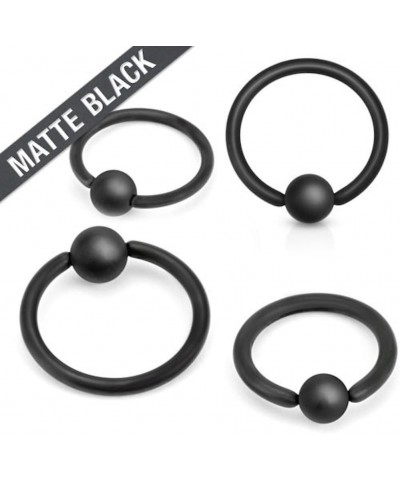 Matte Black IP Captive Bead Ring 316L Surgical Steel 14GA, Length: 12mm, Ball Size: 5mm $7.79 Body Jewelry