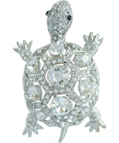 Sindary 2.36" Alloy Rhinestone Crystal Turtle Tortoise Brooch Pin Pendant BZ3631 Silver Tone Clear $11.18 Brooches & Pins