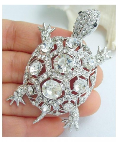 Sindary 2.36" Alloy Rhinestone Crystal Turtle Tortoise Brooch Pin Pendant BZ3631 Silver Tone Clear $11.18 Brooches & Pins