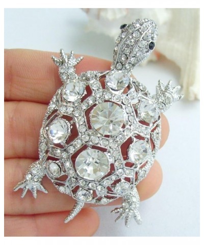 Sindary 2.36" Alloy Rhinestone Crystal Turtle Tortoise Brooch Pin Pendant BZ3631 Silver Tone Clear $11.18 Brooches & Pins