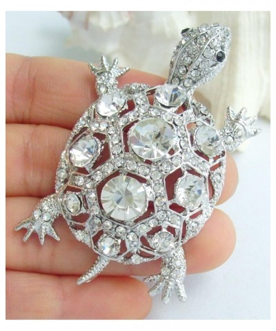 Sindary 2.36" Alloy Rhinestone Crystal Turtle Tortoise Brooch Pin Pendant BZ3631 Silver Tone Clear $11.18 Brooches & Pins