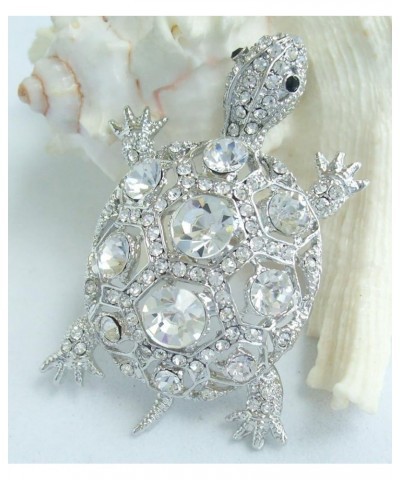 Sindary 2.36" Alloy Rhinestone Crystal Turtle Tortoise Brooch Pin Pendant BZ3631 Silver Tone Clear $11.18 Brooches & Pins