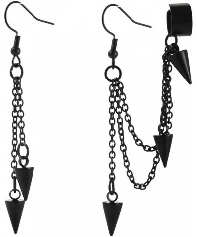 Retro Long And Short Rivet Earrings Ear Clips Fashion Goth Punk Tassel Earrings black 3 $8.39 Earrings