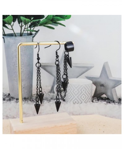 Retro Long And Short Rivet Earrings Ear Clips Fashion Goth Punk Tassel Earrings black 3 $8.39 Earrings