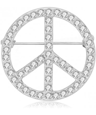 Gold Silver Clear Crystal Peace Symbol Sign Brooch Pin Silver $8.54 Brooches & Pins