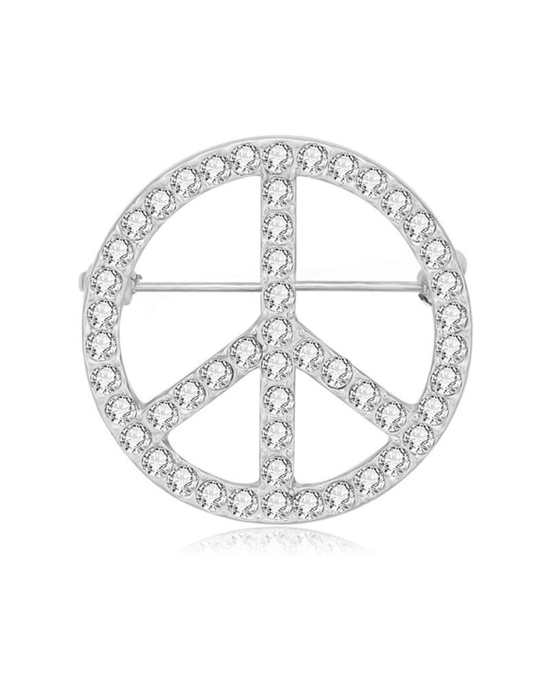 Gold Silver Clear Crystal Peace Symbol Sign Brooch Pin Silver $8.54 Brooches & Pins