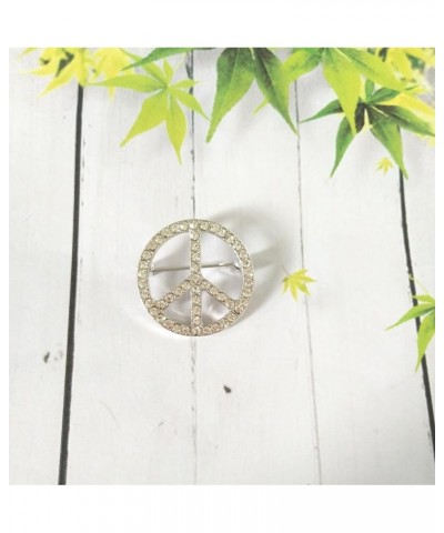 Gold Silver Clear Crystal Peace Symbol Sign Brooch Pin Silver $8.54 Brooches & Pins