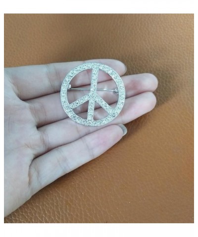 Gold Silver Clear Crystal Peace Symbol Sign Brooch Pin Silver $8.54 Brooches & Pins