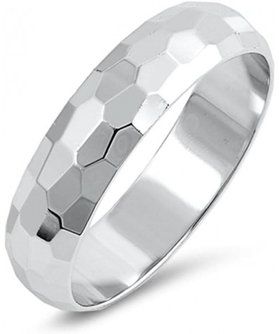 CHOOSE YOUR WIDTH Sterling Silver Diamond-Cut Band Ring 5mm $11.17 Bracelets