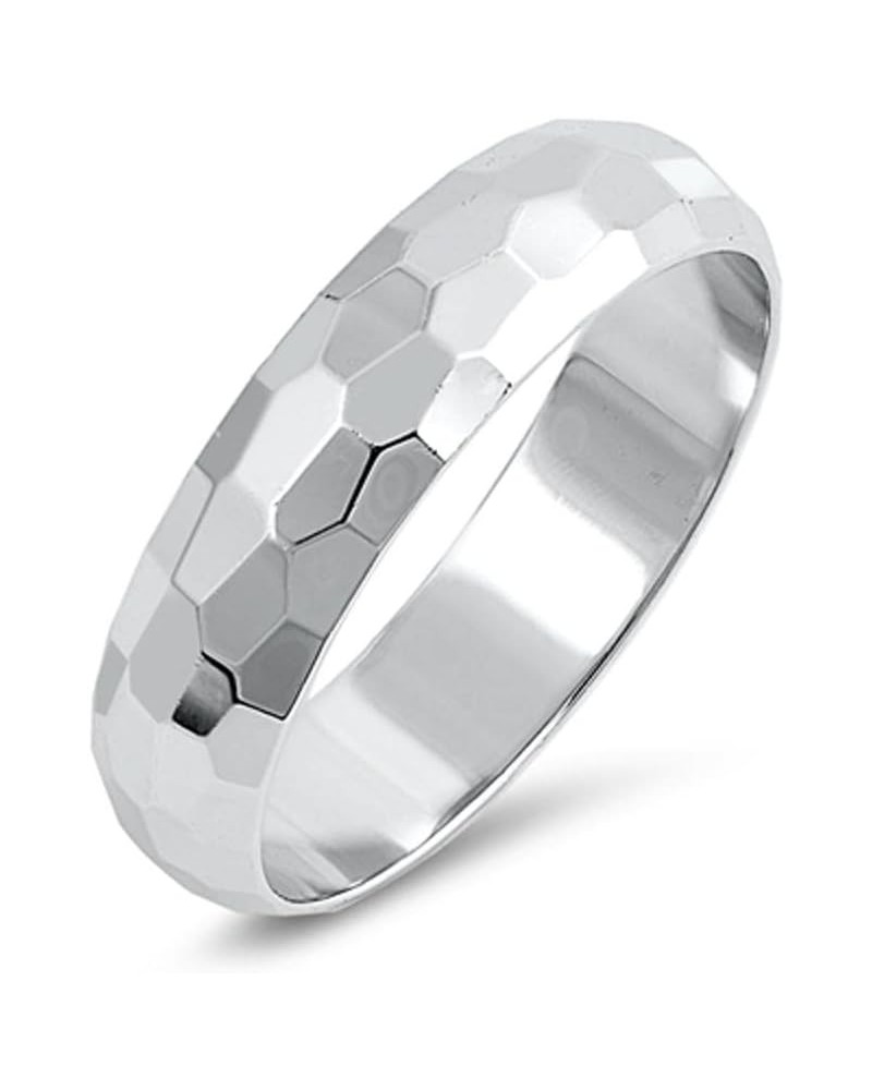 CHOOSE YOUR WIDTH Sterling Silver Diamond-Cut Band Ring 5mm $11.17 Bracelets