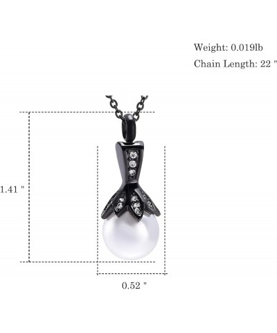 Cremation Jewelry for Ashes Stainless Steel Pearl Keepsake Pendant Ashes Holder for Women Memorial Urn Necklace Black $11.00 ...