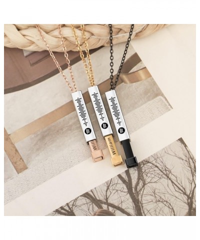 Custom Name Hidden Pendants for Women Personalised Music Spotify Code Necklace Double Retractable Rope Choker Bar Mother Neck...