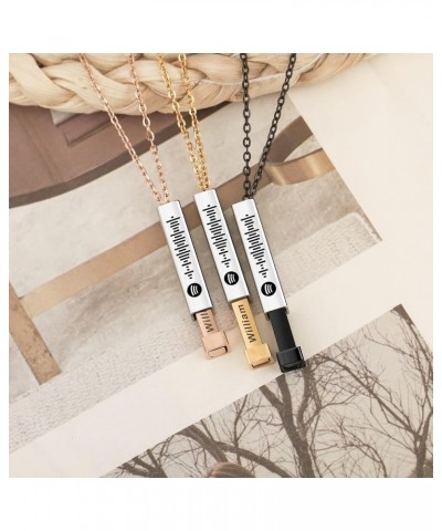 Custom Name Hidden Pendants for Women Personalised Music Spotify Code Necklace Double Retractable Rope Choker Bar Mother Neck...