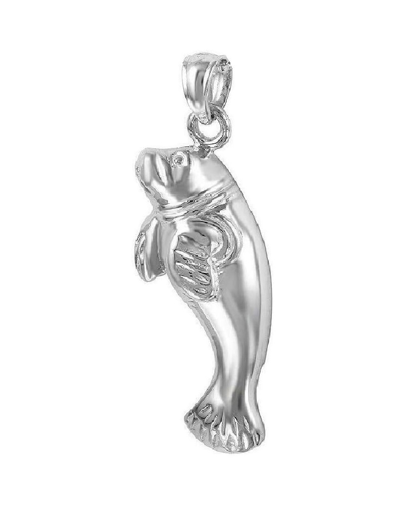 Sterling Silver Manatee Pendant/Charm, Made in USA, Italian Box Chain Only Pendant $12.00 Necklaces