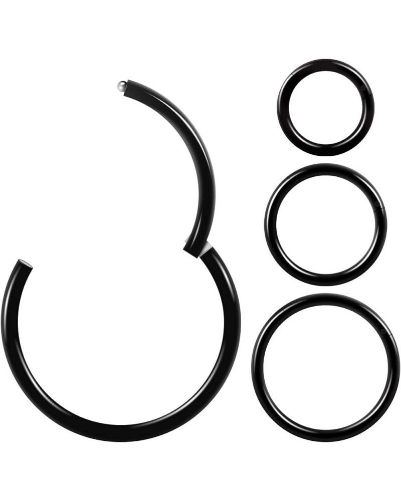 4Pcs 16G 18G 20G Surgical-Steel-Piercing-Ring-Nose-Rings-Hinged-Hoop-Earrings,6mm 8mm 10mm 12mm Seamless Stainless Steel Clic...