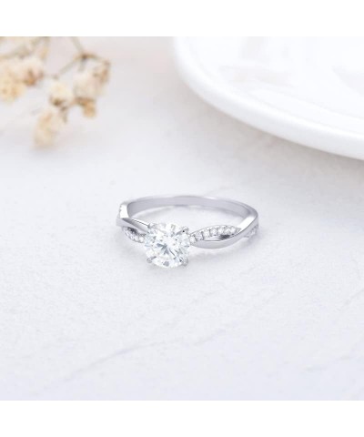 1.16-4.16 Carat Round Cut Moissanite Engagement Rings for women Platinum Plated Silver Ring Moissanite Rings 3 Carat $47.74 R...