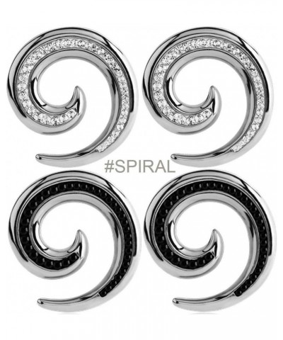 Bling cubic zirconia CZ Crystal Jewelred Surgical Steel Spiral Ear Plugs 6g (4mm) to 3/4" (20mm) (1 Pair) 11/16 - 18mm , Octa...