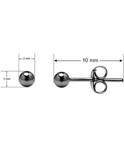 Sterling Silver Small Round Bead Ball Stud Earrings 2mm Unisex Set of 4 for Cartilage Nose Lips Choose Your Color Black Flash...