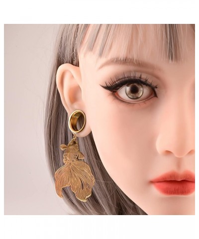 Fashion Fish Dangle Ear Gauges 2PCS 316 Stainless Steel Hypoallergenic Ear Plugs Tunnels Expander Stretcher Piercing Body Jew...