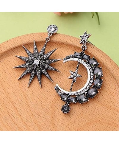 Exaggerated Luxury Sun Moon Stars Drop Earrings Rhinestone Punk Earrings for Women Jewelry Golden Boho Vintage Earrings Punk ...