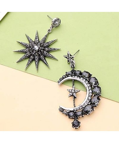 Exaggerated Luxury Sun Moon Stars Drop Earrings Rhinestone Punk Earrings for Women Jewelry Golden Boho Vintage Earrings Punk ...