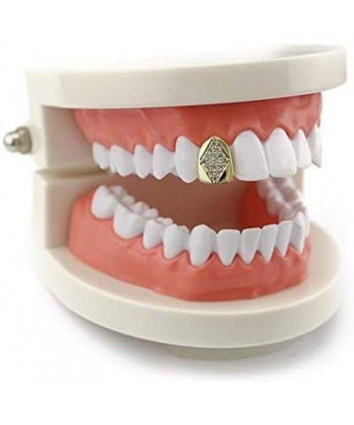 3 Pcs 18K Gold Plated Diamond Grillz Hip Hop Teeth Grillz Caps Single Grills for Your Teeth Grills Set for Men Women Rapper C...