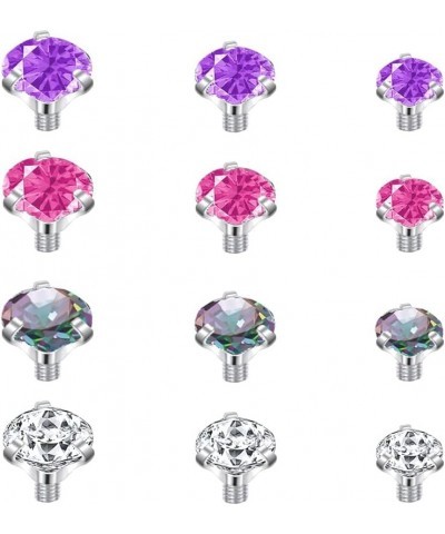 14G 4-20Pcs Surgical Steel Dermal Piercing Jewelry Cubic Zircon Micro Dermal Anchor Tops Titanium Base Dermal Piercing 2.5/3/...