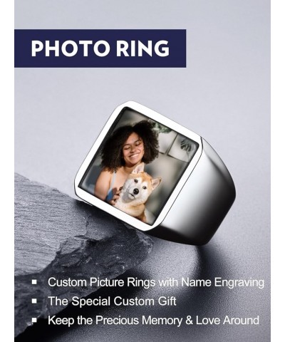 Custom Photo Ring for Men Stainless Steel SIgnet Ring Personalized Picture Ring Statement Ring Custom Gift for Father Husband...