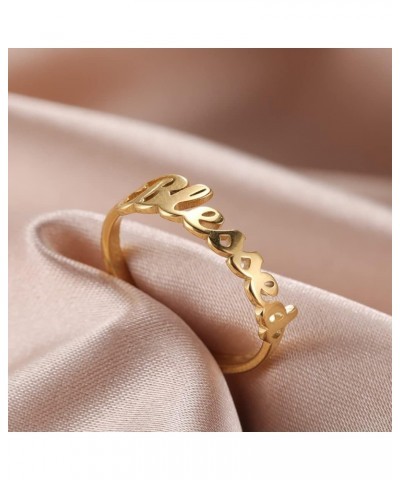 Faith Strength Engraving Blessed Ring Thin Finger Ring Inspirational Pray Religious Ring for Women Gold tone 10 $9.27 Rings