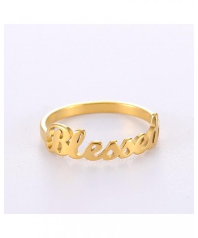 Faith Strength Engraving Blessed Ring Thin Finger Ring Inspirational Pray Religious Ring for Women Gold tone 10 $9.27 Rings