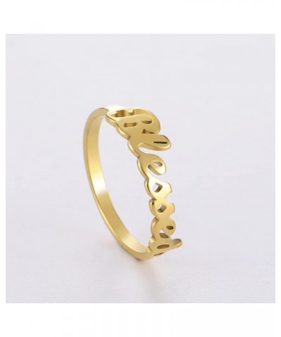 Faith Strength Engraving Blessed Ring Thin Finger Ring Inspirational Pray Religious Ring for Women Gold tone 10 $9.27 Rings