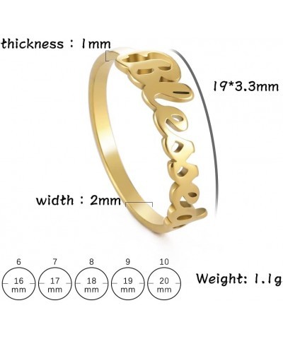 Faith Strength Engraving Blessed Ring Thin Finger Ring Inspirational Pray Religious Ring for Women Gold tone 10 $9.27 Rings